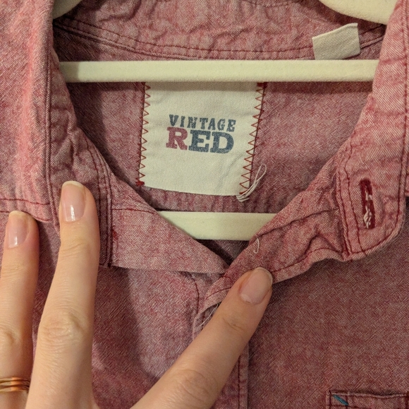 Red chambray button down - Picture 2 of 9